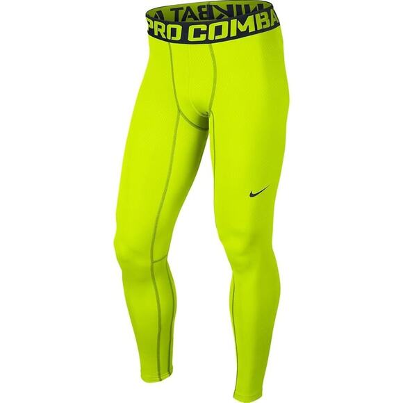 Nike Yellow Pro Combat Compression Leggings Pants Size Small - Picture 1 of 7